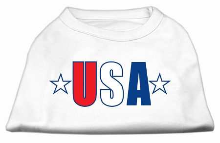 USA Star Screen Print Shirt White Lg